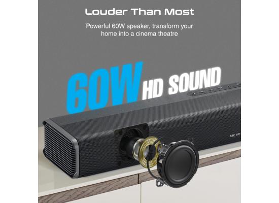 Promate Castbar-60 Soundbar with Slim Design 60W, Bluetooth v5.0, Multipoint Pairing and Remote Control